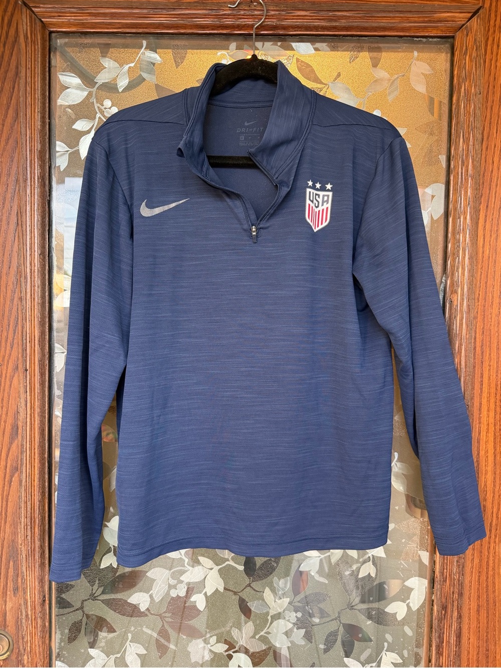 Nike Dri-FIT Men's USA Soccer 1/4 Zip Pullover Mock Neck Blue S